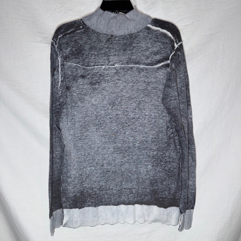 BKE Mens XXL Slim Fit Sweater Grey Acid Wash Argyle Henley Cotton Knit Pullover - Picture 3 of 7